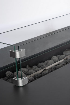 Camino a Gas Acciaio Grigio Moderno da Esterno 109x59 - NUVOLA