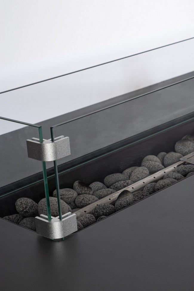 Camino a Gas Acciaio Grigio Moderno da Esterno 109x59 - NUVOLA