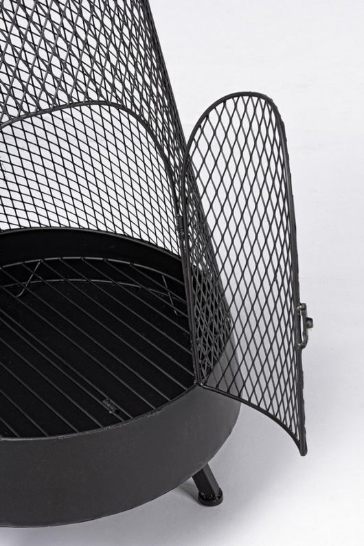 Braciere Acciaio Nero Moderno da Esterno 50xH138 - VULCANO