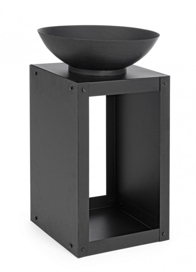 Braciere Acciaio Nero Moderno da Giardino - VULCANO Colore: Nero, Dimensione: 38x38 cm