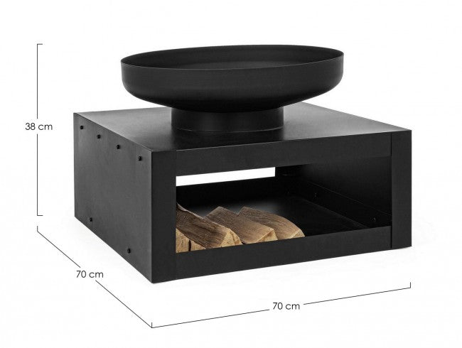 Braciere Acciaio Ruggine Industriale da Esterno 70x38H - VULCANO Colore: Nero