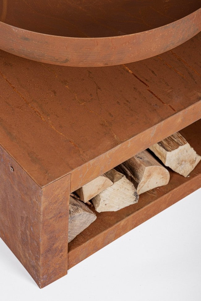 Braciere Acciaio Ruggine Industriale da Esterno 70x38H - VULCANO Colore: Ruggine