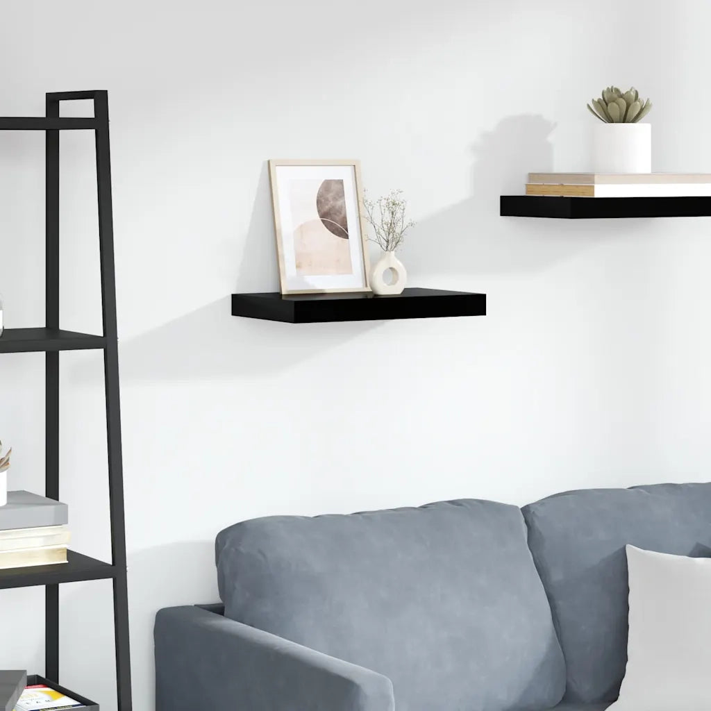 Scaffale a Parete Nero Lucido 40x23,5x3,8 cm in MDF