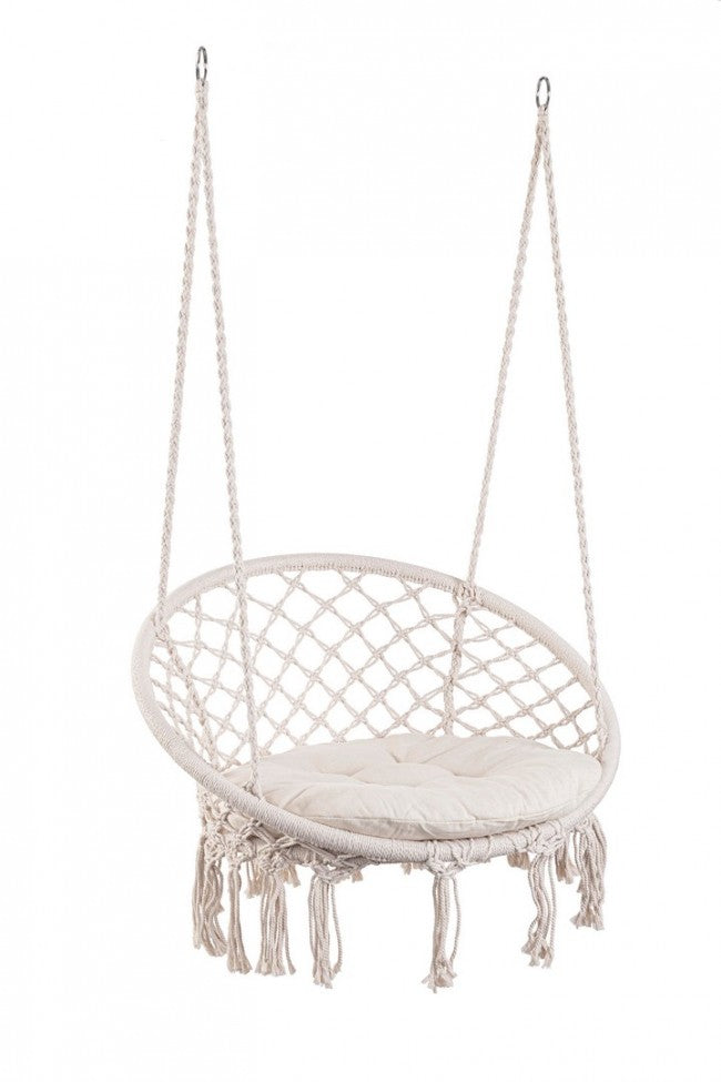 Amaca Pensile in Cotone Grigio Boho da Esterno - MONTANA Colore: Bianco