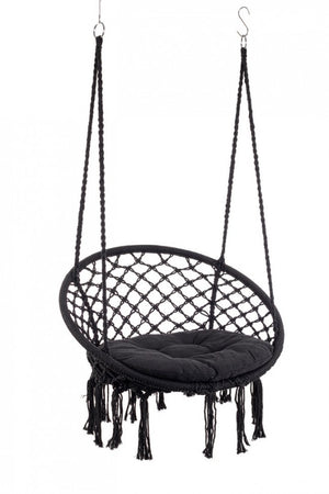 Amaca Pensile in Cotone Grigio Boho da Esterno - MONTANA Colore: Nero