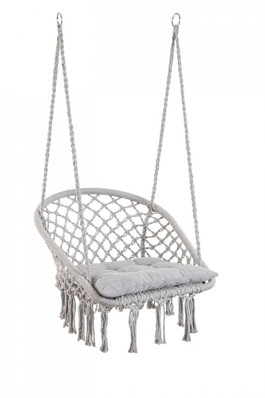 Amaca Pensile in Cotone Bianco Boho da Esterno - MONTANA Colore: Grigio