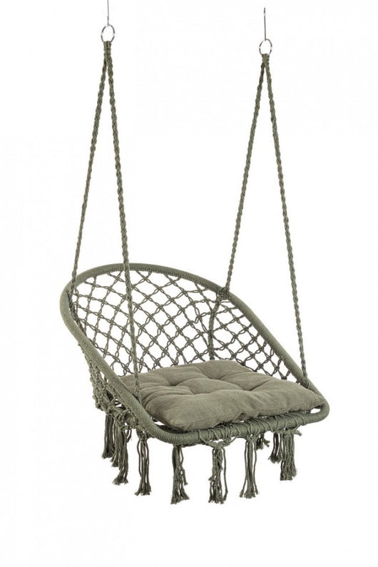 Amaca Pensile in Cotone Bianco Boho da Esterno - MONTANA Colore: Verde