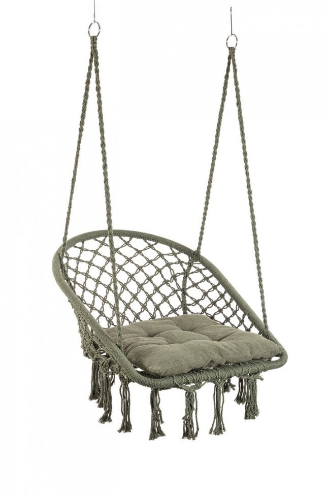 Amaca Pensile in Cotone Bianco Boho da Esterno - MONTANA Colore: Verde