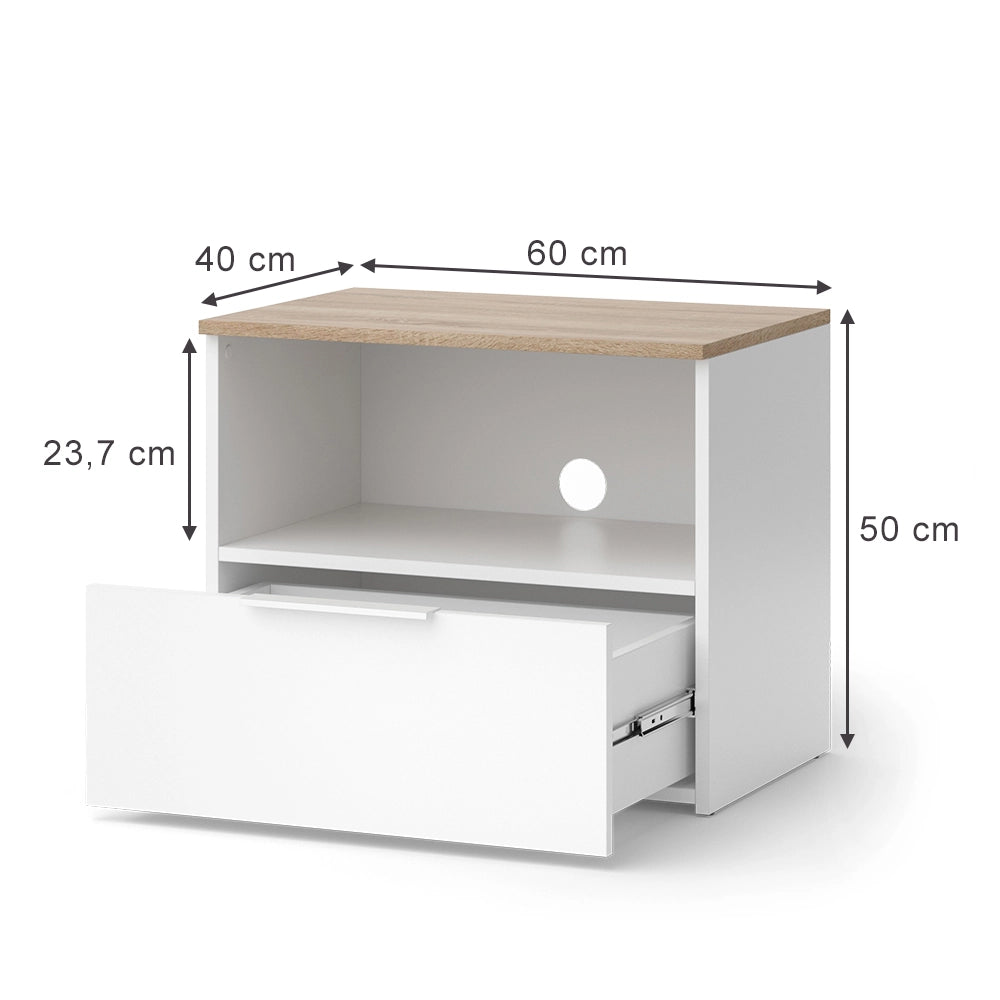 Vicco Mobile tv Bianco/Sonoma 60 x 50 cm con cassetto