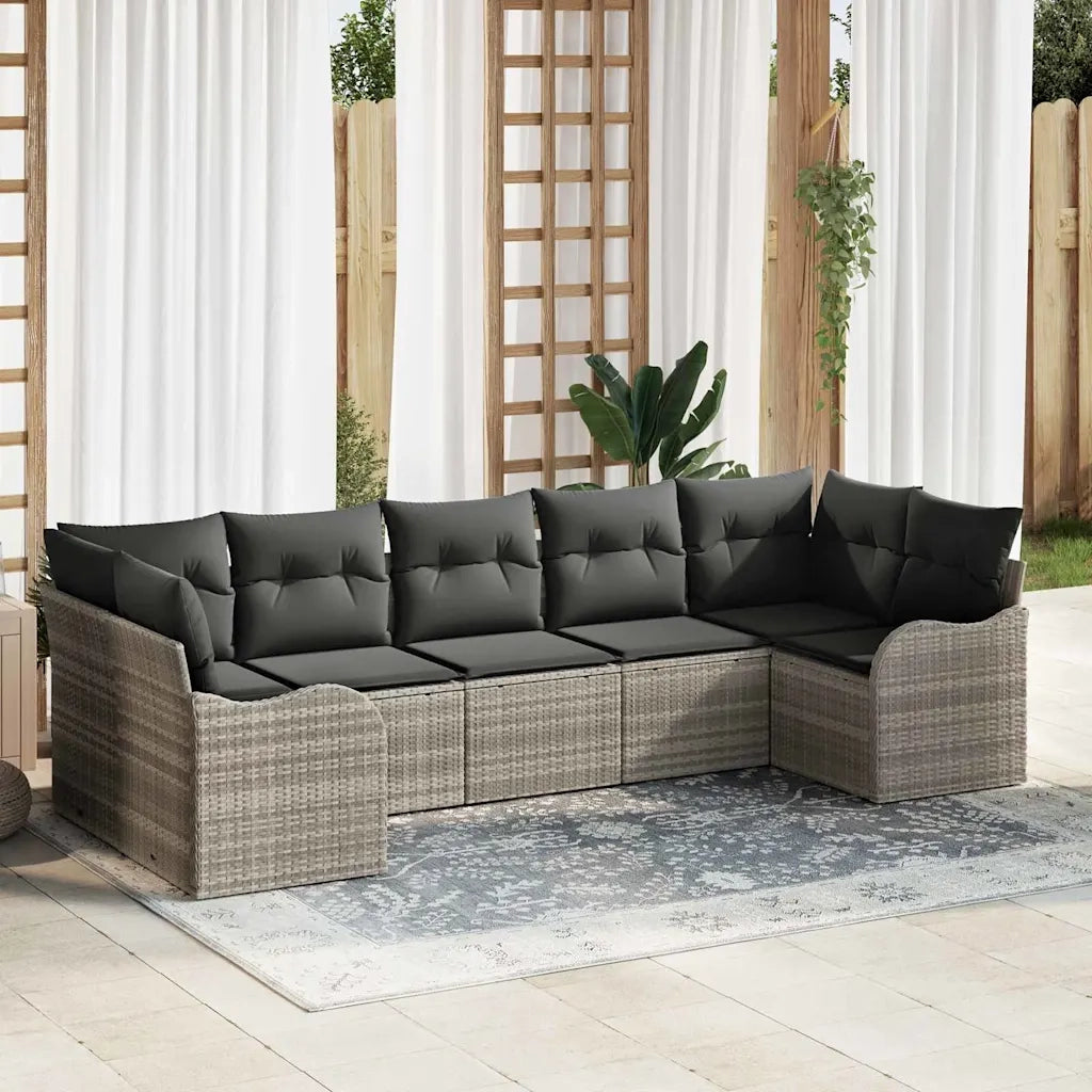 Set Divano da Giardino 7 pcs Grigio chiaro Poly Rattan 3354521