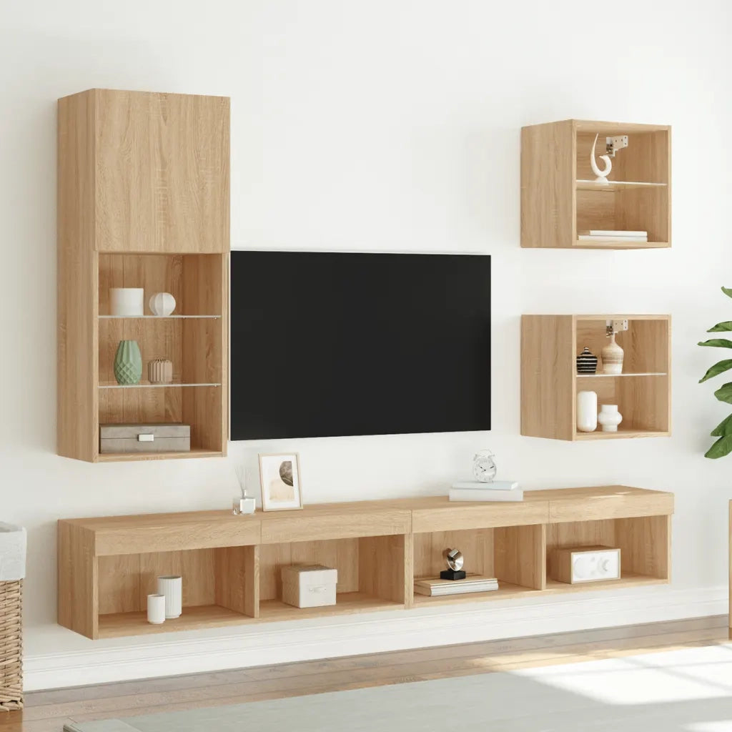 Mobile TV con Luci LED-Credenza TV-Console TV Rovere Sonoma 40,5x30x102 cm