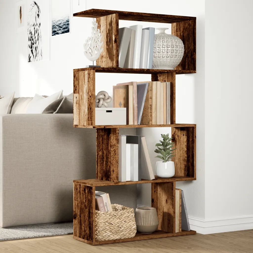 Libreria 4 Ripiani Legno Vecchio 70x24x129 cm in Truciolato 858109