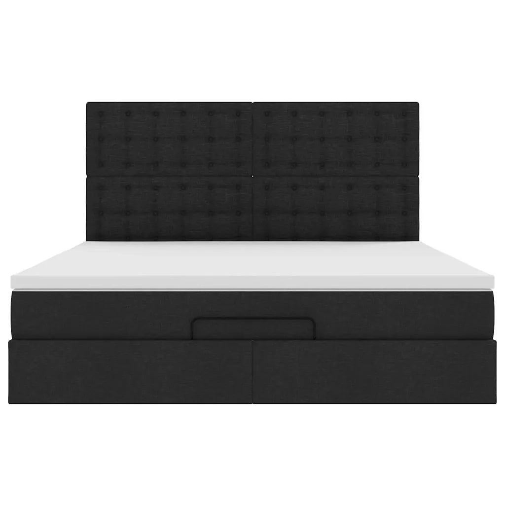 Struttura Letto Pouf con Materasso Nero 180x200 cm in Tessuto 3313343
