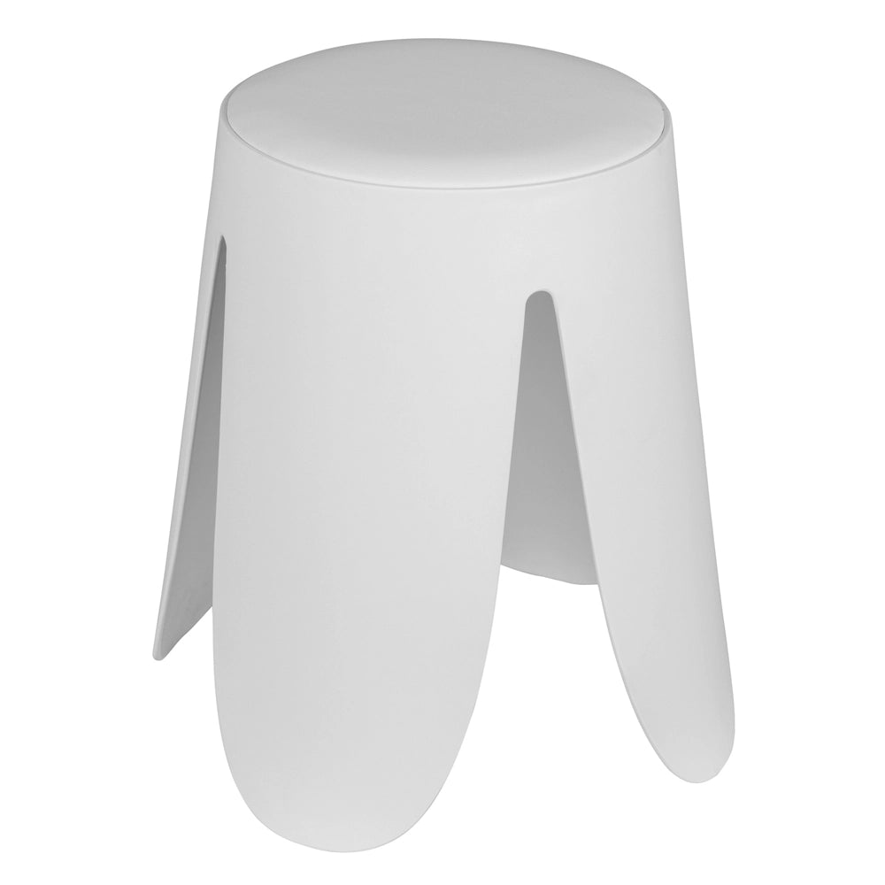 Sgabello per il bagno bianco opaco con seduta imbottita e piedini antiscivolo Flores