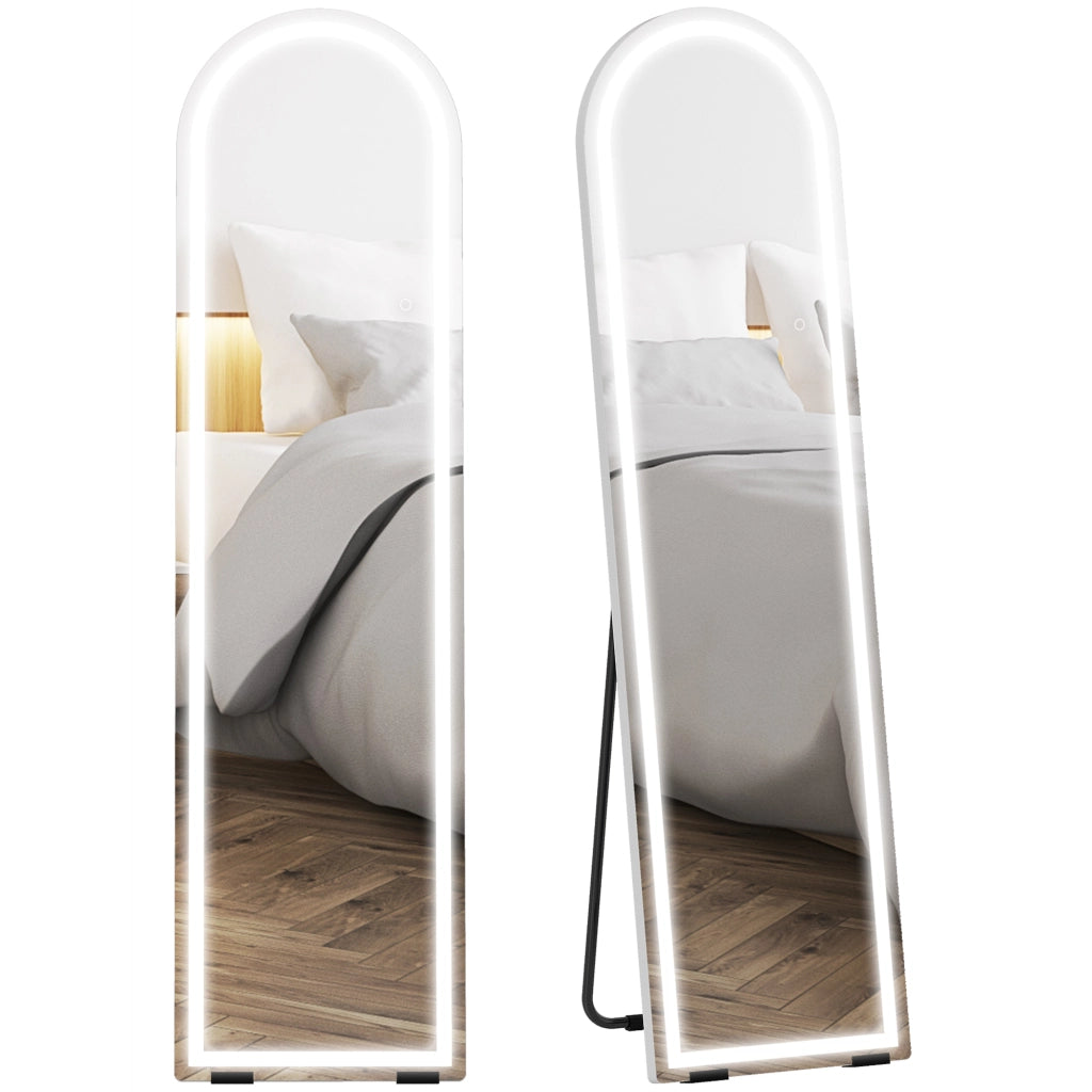Specchio Corpo Intero LED ad Arco ¨C zephmum ¨C Bianco 150x40cm Dimmabile 3 Luci