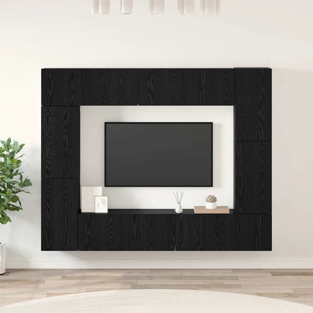 Set mobile TV 8 pcs Rovere Nero Legno multistrato