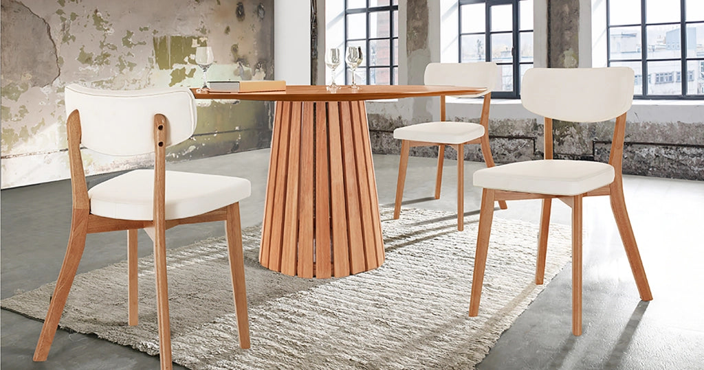 Tavolo rotondo MALTA WOOD in MDF rovere e gambe nere
