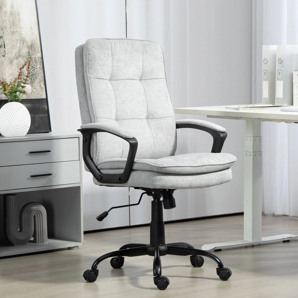 Sedia da Ufficio Ergonomica con Schienale Alto, Altezza Regolabile e Dondolo, Grigio