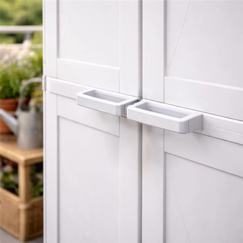 ARMADIO 2 ANTE 79X43X164 CM CON 4 VANI INTERNI E VANO PORTASCOPA – MOBILE ORGANIZZAZIONE CASA CON POMELLI NERO/GRIGIO