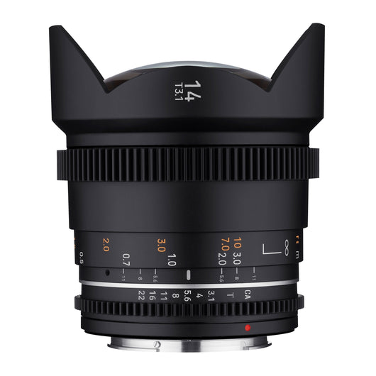 Obiettivo ultragrandangolare MF 14 mm T3,1 VDSLR MK2 – luminoso T3,1 compatibile con attacco Canon EF, lunghezza focale fissa 14 mm, Follow Focus, risoluzione full frame e APS-C 8K