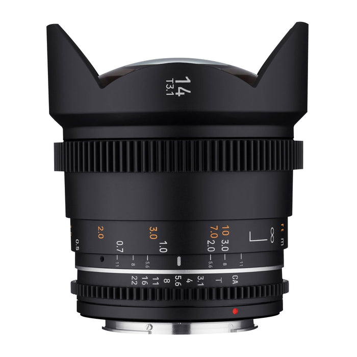 Obiettivo ultragrandangolare MF 14 mm T3,1 VDSLR MK2 – luminoso T3,1 compatibile con attacco Canon EF, lunghezza focale fissa 14 mm, Follow Focus, risoluzione full frame e APS-C 8K