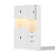 Credenza da cucina con ripiani e LED - per cucina - in MDF - 105×40×180 cm - bianco