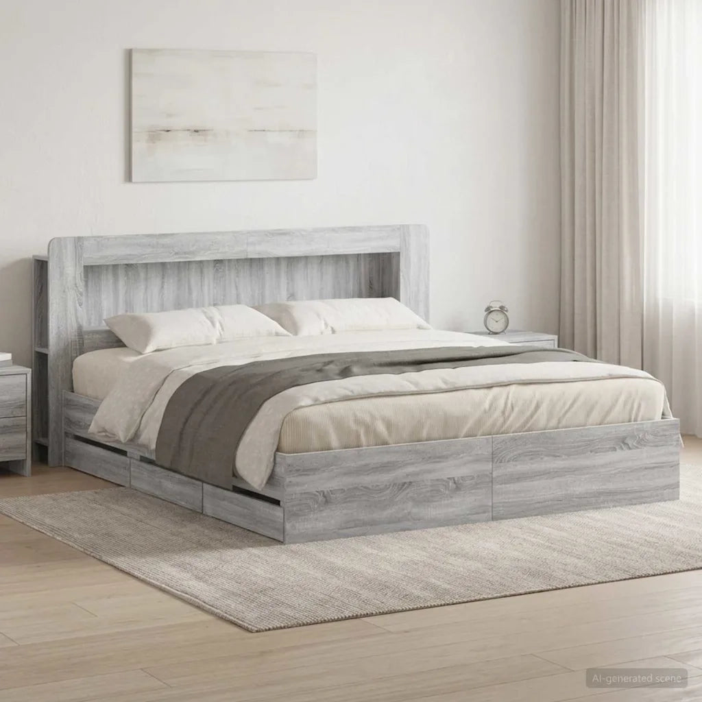 Telaio del letto con storage Sonoma grigio 180 x 200 cm