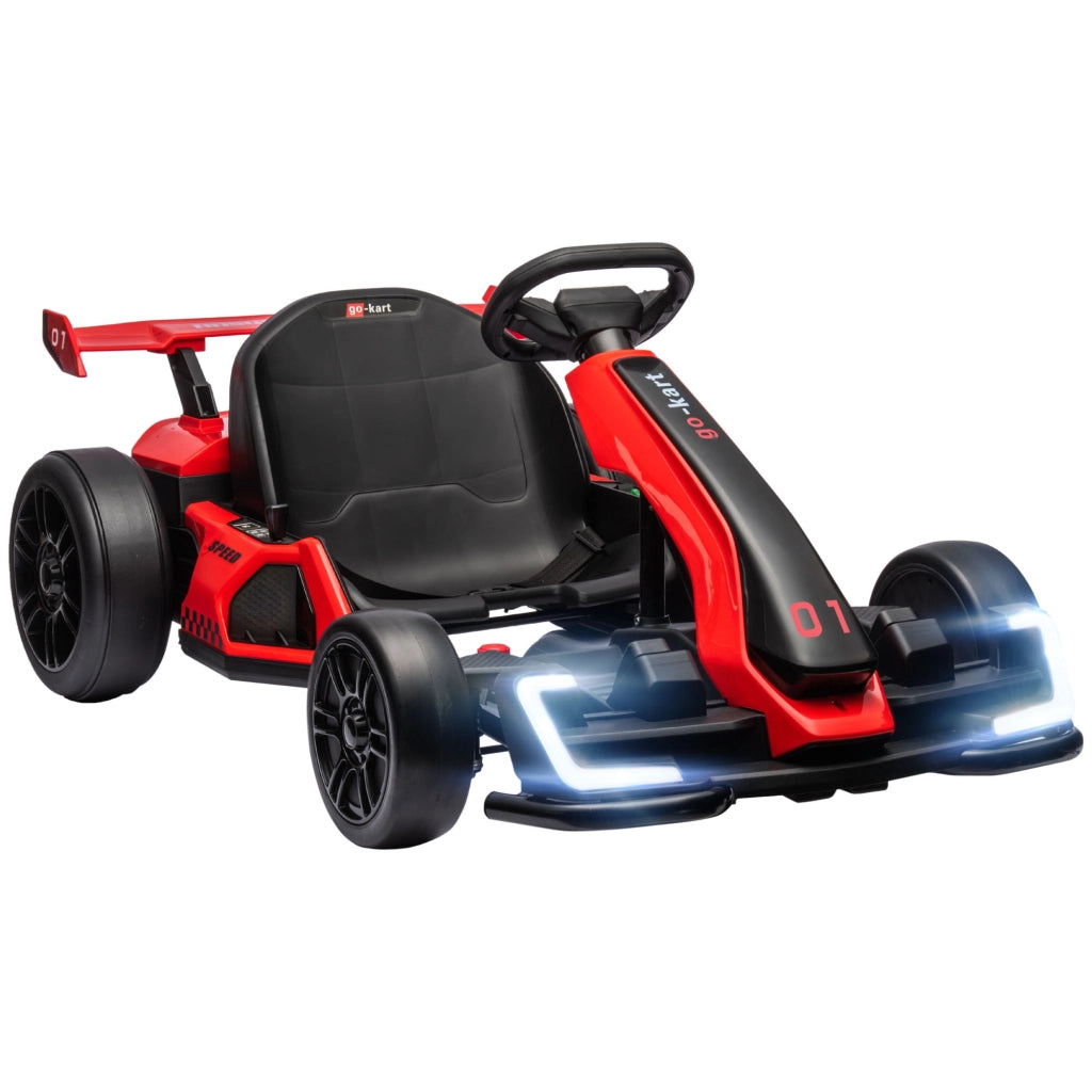 Go Kart Elettrico per Bambini 6-12 Anni 24V 12km/h con Seggiolino Regolabile. Rosso