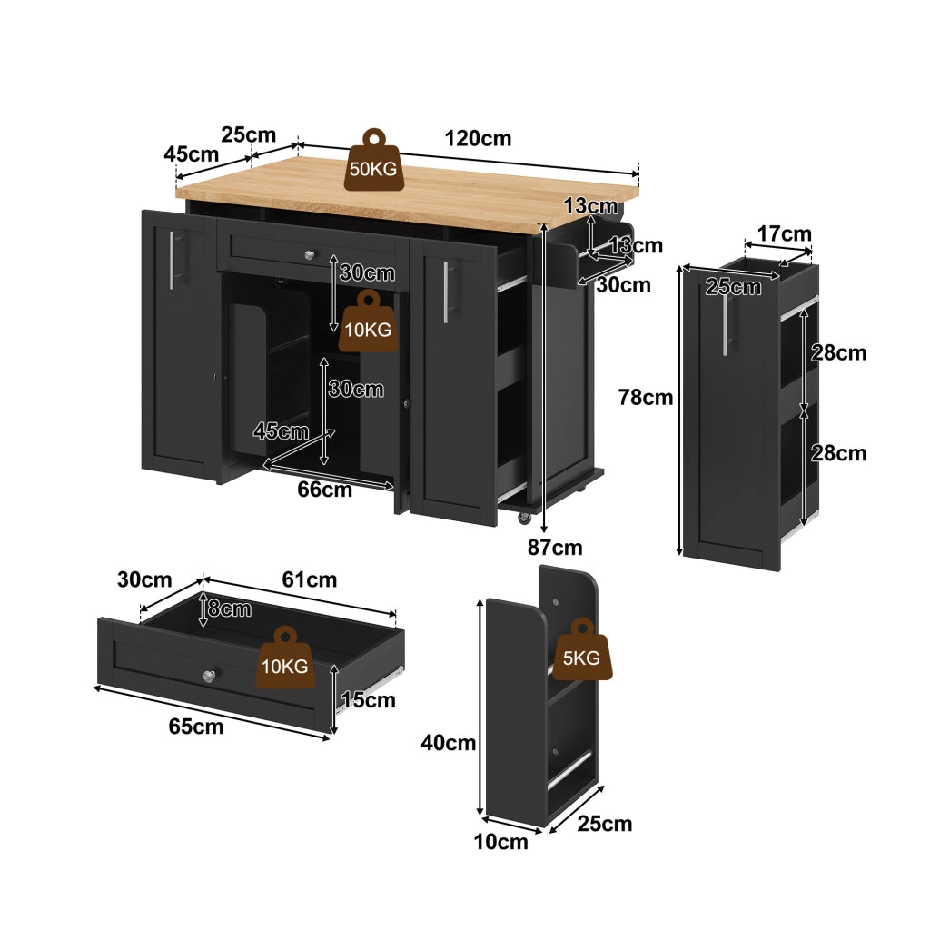 Mobile da cucina con cassetti ¨C Minimal ¨C Effetto legno, 120¡Á45¡Á87cm