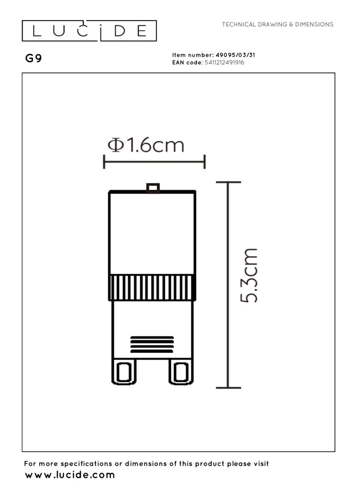 Lampadina LED G9 capsula 3,5W 350 lm 2700K Lucide