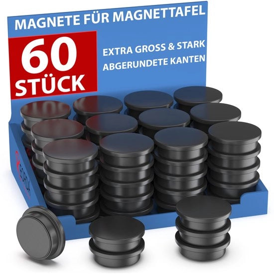 Magnetici forti per lavagne bianche - 60x per lavagne, lavagne da parete, frigoriferi e magneti per lavagna nera - Rondi, neri
