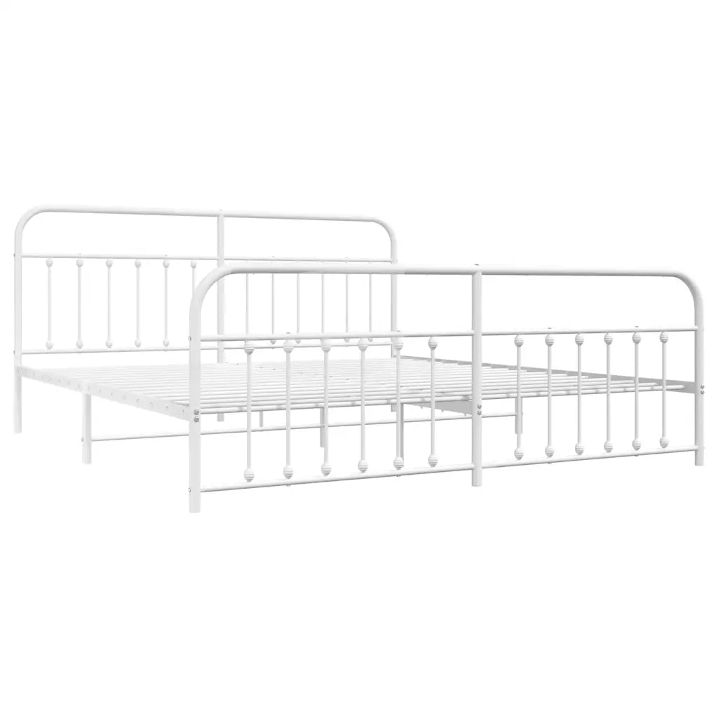 Giroletto con Testiera e Pediera-Struttura Letto Metallo Bianco 193x203 cm 491651