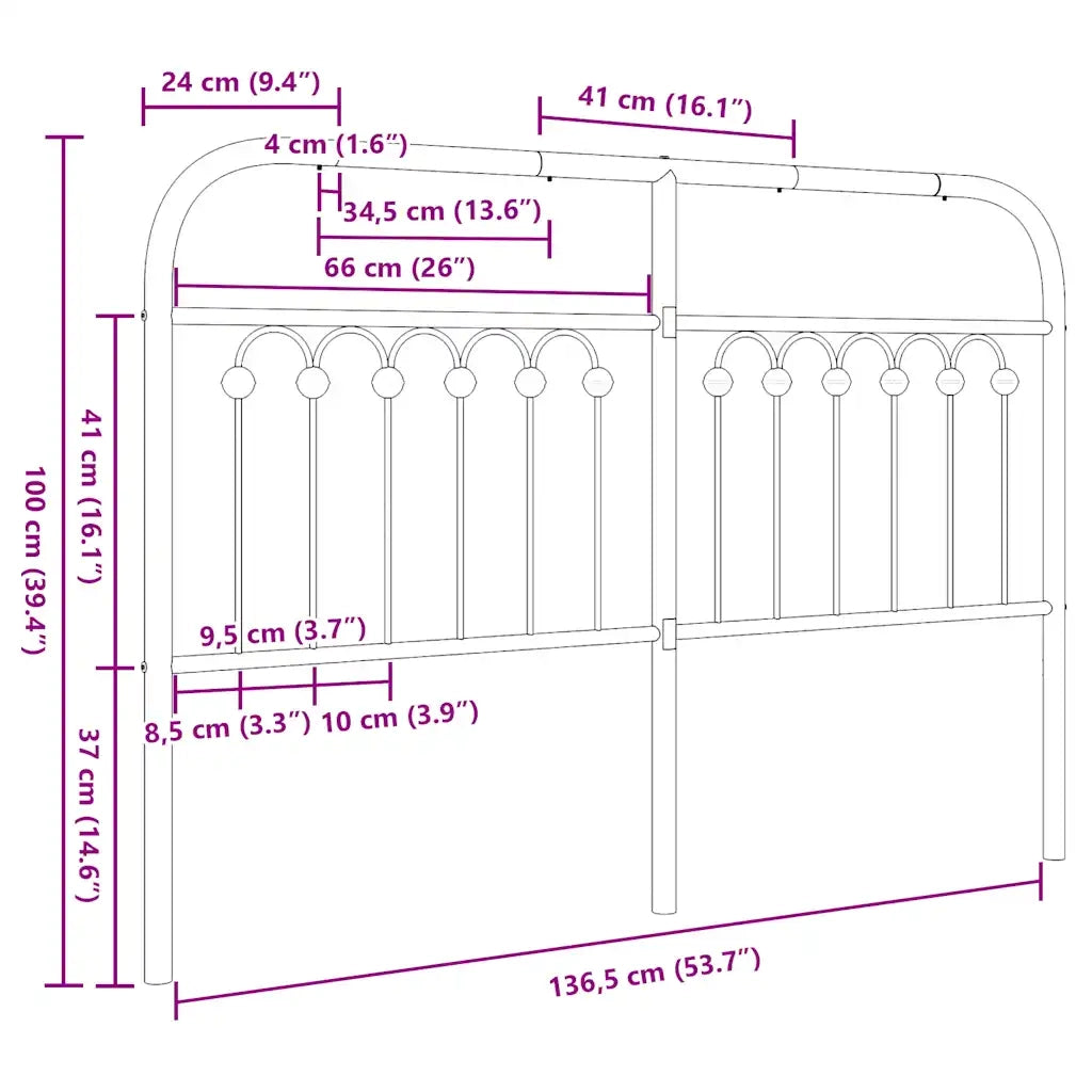Testiera in Metallo Bianco 135 cm