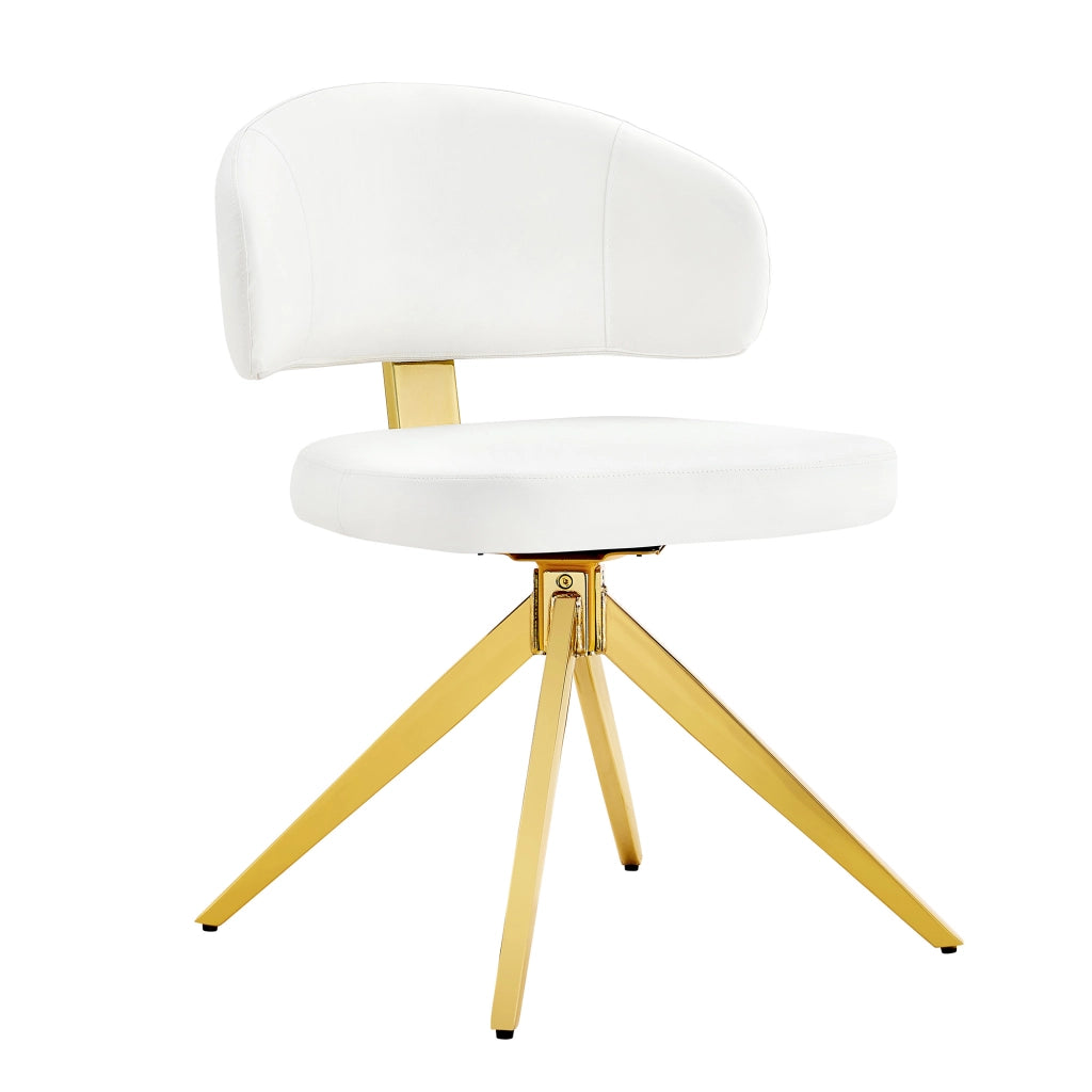SEDIA girevole 360° Set da 2 in PU Bianco con struttura in metallo