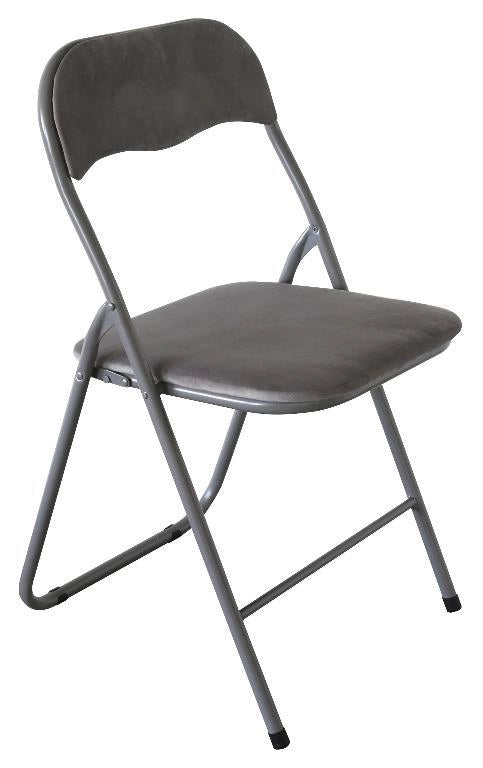 1 Pezzo Sedia da Arredo Pieghevole in Velluto Amanda Grigio