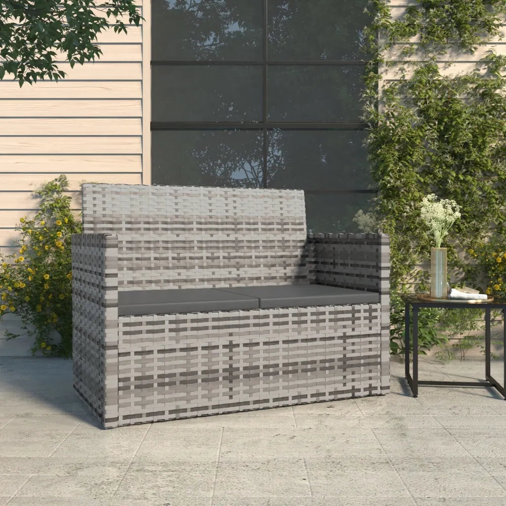 Panchina da Giardino | Panca da Giardino con Cuscini Grigia 105 cm in Polyrattan