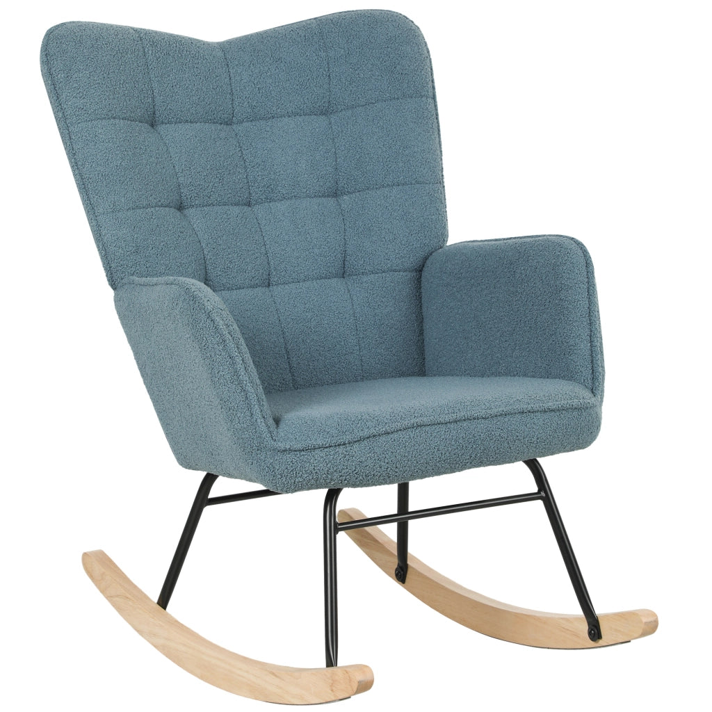 Sedia a dondolo con schienale ergonomico ¨C Xylo ¨C legno naturale azzurro chiaro