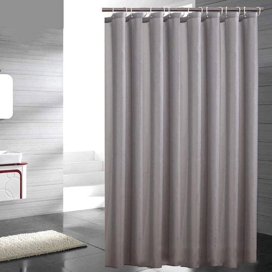 Douchegordino impermeabile, tessuto schiuma e muffa resistente, 100% poliestere, inclusivo di 12 anelli, ganci per douchegordino (grigio, 180 x 200 cm)