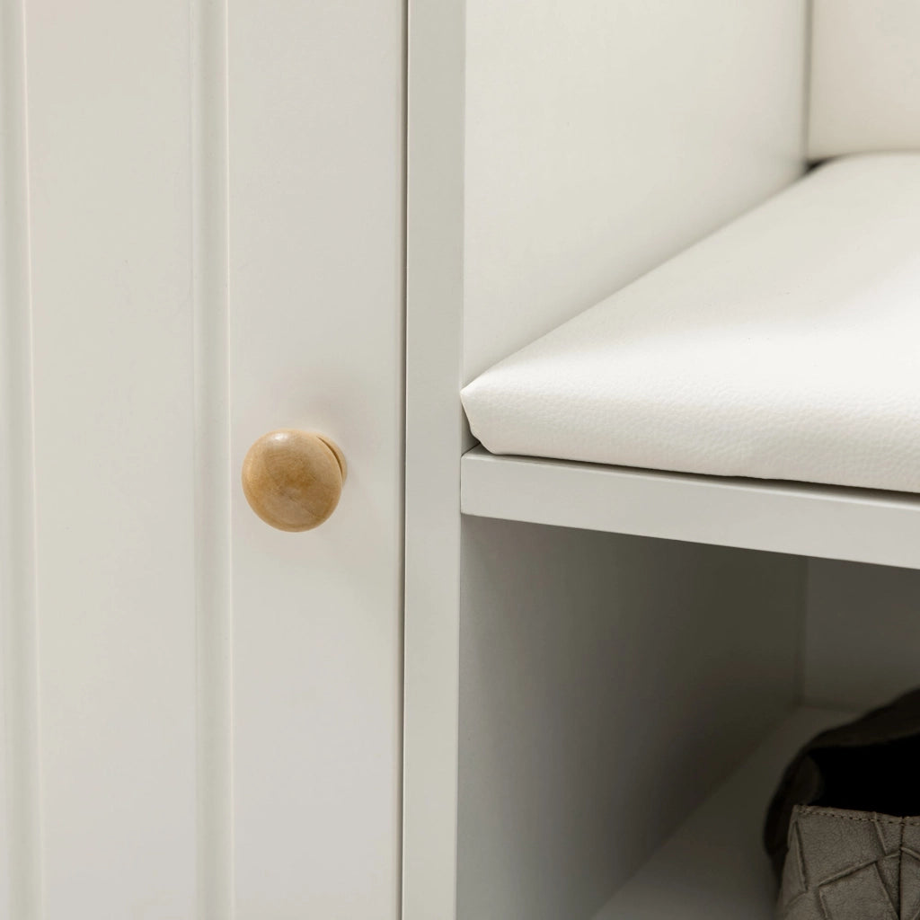 Scarpiera da Ingresso con Seduta Imbottita e Armadietto 80x33x49 cm Bianco