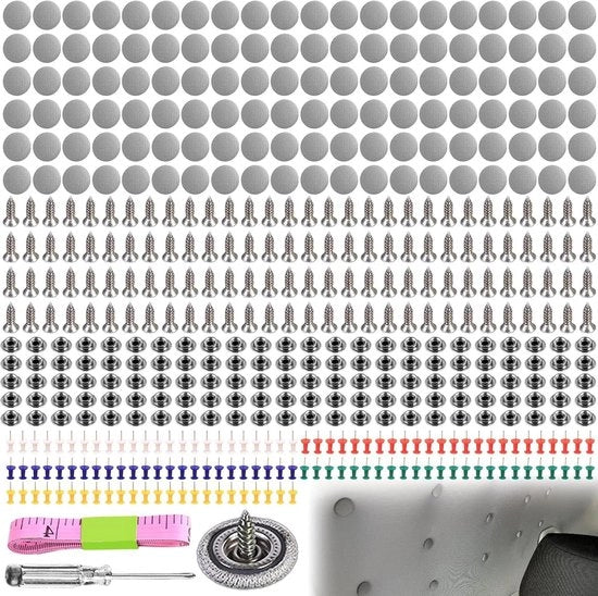 Set di riparazione per il tetto dell'auto - 120 pezzi di viti, spilli, chiavi a serraggio e righello - Riparazione del tetto dell'auto, pulsante di chiusura del tetto - Adatto a tutti i veicoli.