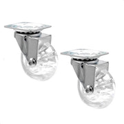 Design zwenkwiel per skateboard - set a due pezzi - ruota trasparente, con copertura lucida a specchio, diametro 50 mm, inclusa piattaforma di montaggio, carico di 40 kg - 03108502