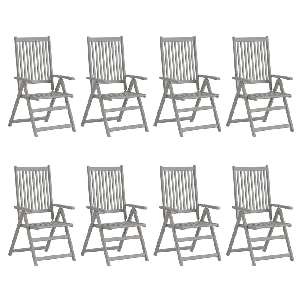 Sedie Giardino Reclinabili 8pz Cuscini Massello Acacia Grigio cod mxl 8517