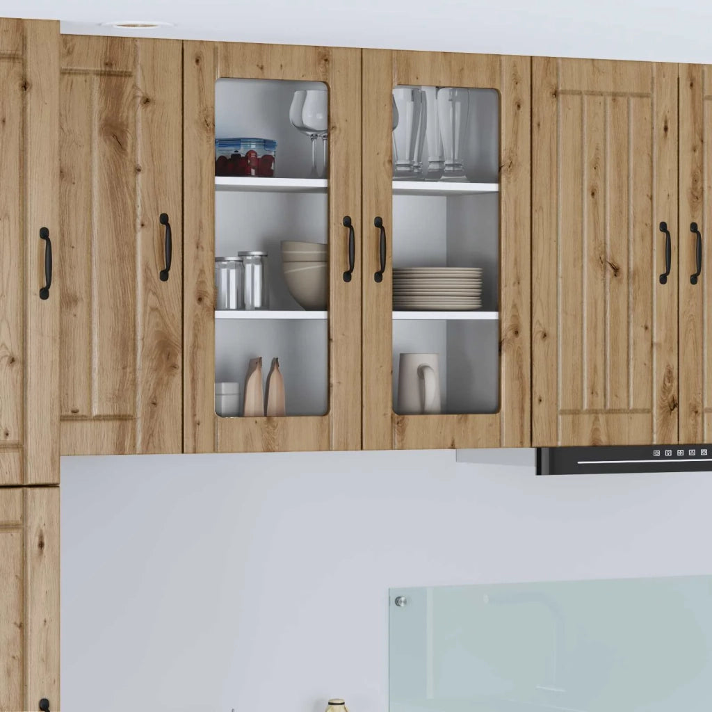 Pensile da cucina | Mobile in vetro da parete LUCCA Rovere Artigianale