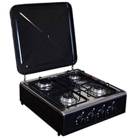 Marvin Fornello a Gas 4 Fuochi da Campeggio Piano Cottura con Coperchio in Acciaio Cucina da Esterno Portatile Piastra I