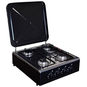 Marvin Fornello a Gas 4 Fuochi da Campeggio Piano Cottura con Coperchio in Acciaio Cucina da Esterno Portatile Piastra I