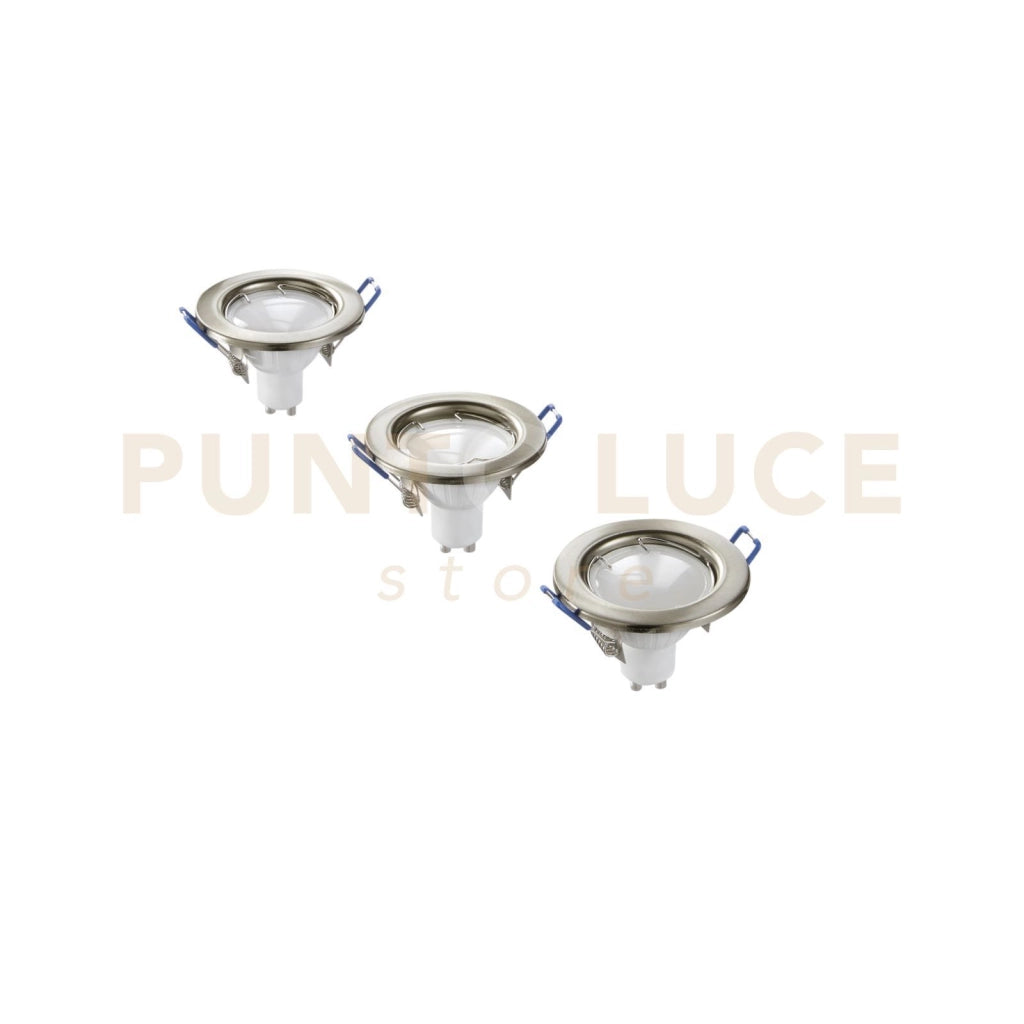 KIT 3 PEZZI INCASSI LED MATRIX NIKEL 3 LUCI ATTACCO GU10 5W 430LM 3000K 8X10,CM LAMPADINA INCLUSA