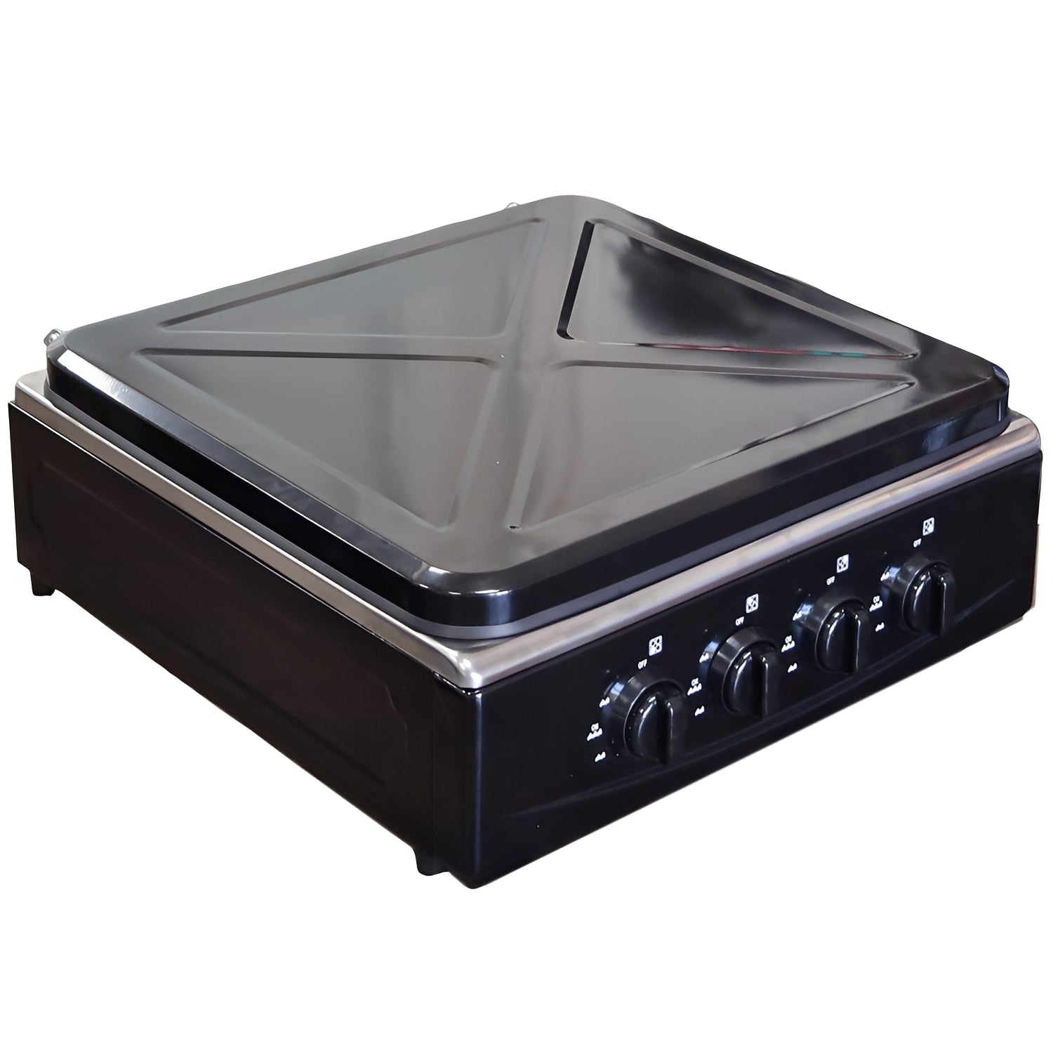 Marvin Fornello a Gas 4 Fuochi da Campeggio Piano Cottura con Coperchio in Acciaio Cucina da Esterno Portatile Piastra I