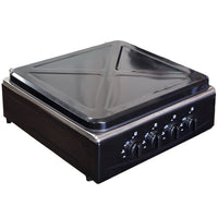 Marvin Fornello a Gas 4 Fuochi da Campeggio Piano Cottura con Coperchio in Acciaio Cucina da Esterno Portatile Piastra I