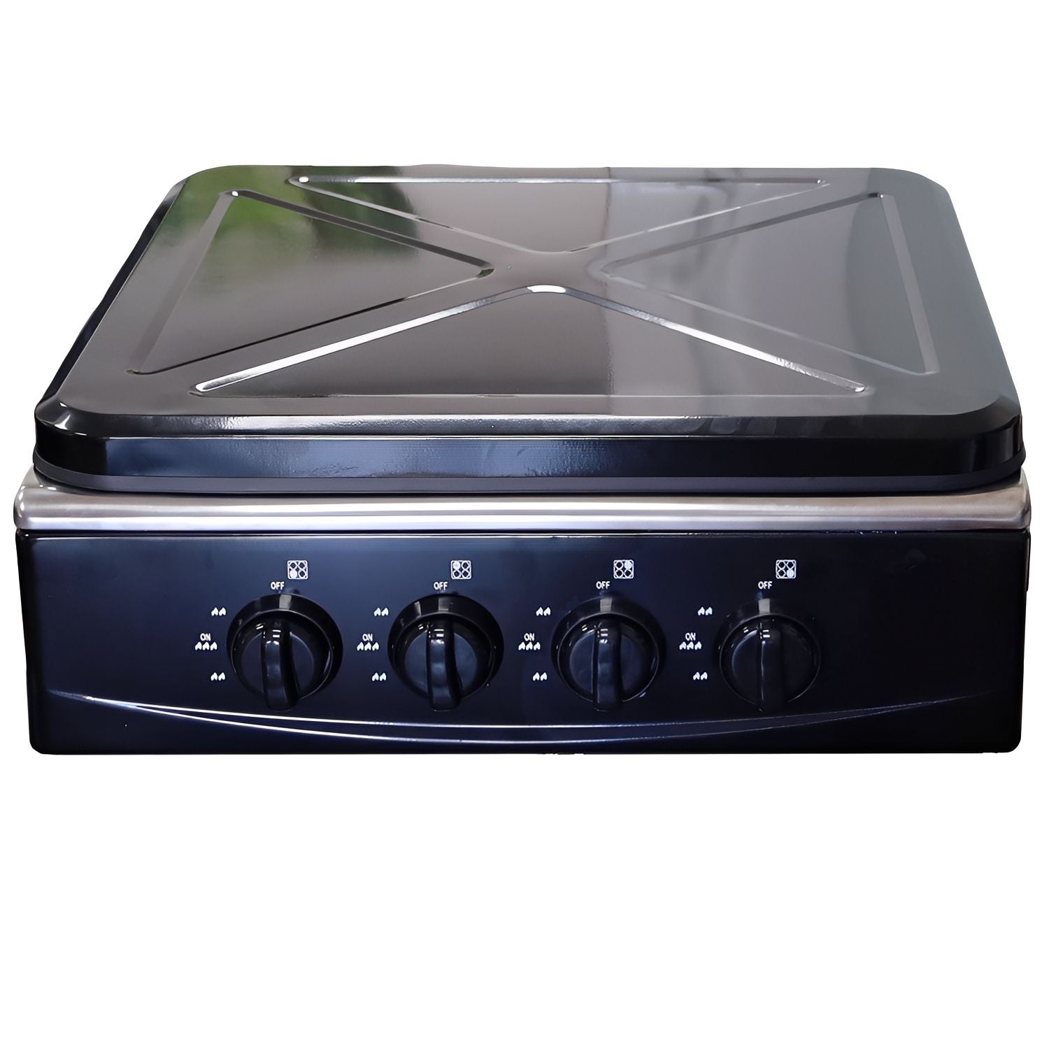 Marvin Fornello a Gas 4 Fuochi da Campeggio Piano Cottura con Coperchio in Acciaio Cucina da Esterno Portatile Piastra I