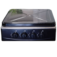 Marvin Fornello a Gas 4 Fuochi da Campeggio Piano Cottura con Coperchio in Acciaio Cucina da Esterno Portatile Piastra I